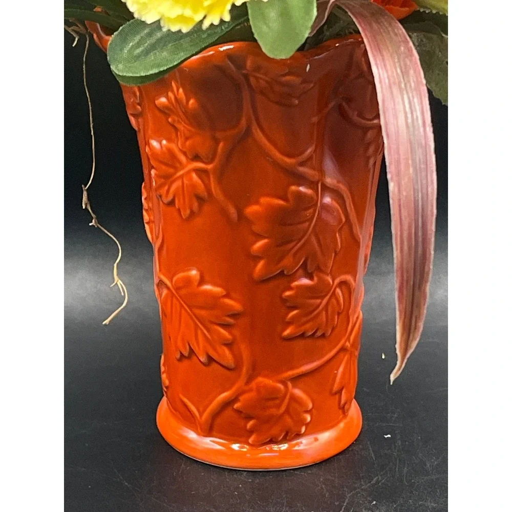 Burnt Orange Vase Faux Flower Arrangement‎ 13